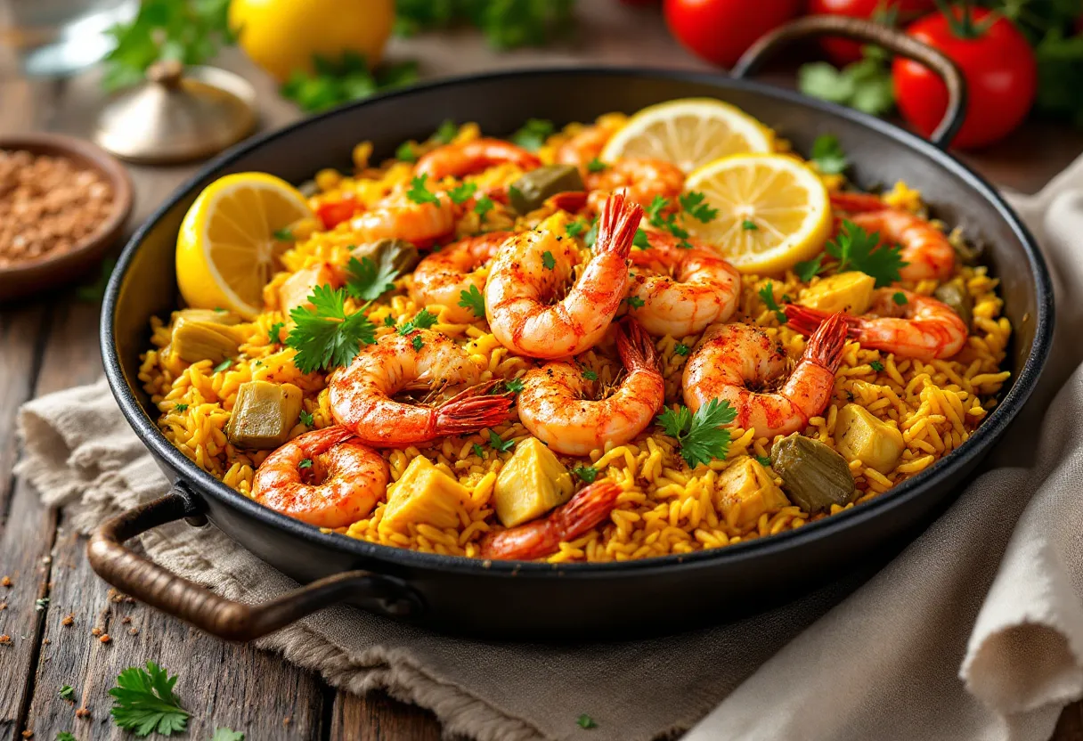 Artichoke ‘n’ Red Shrimp Paella