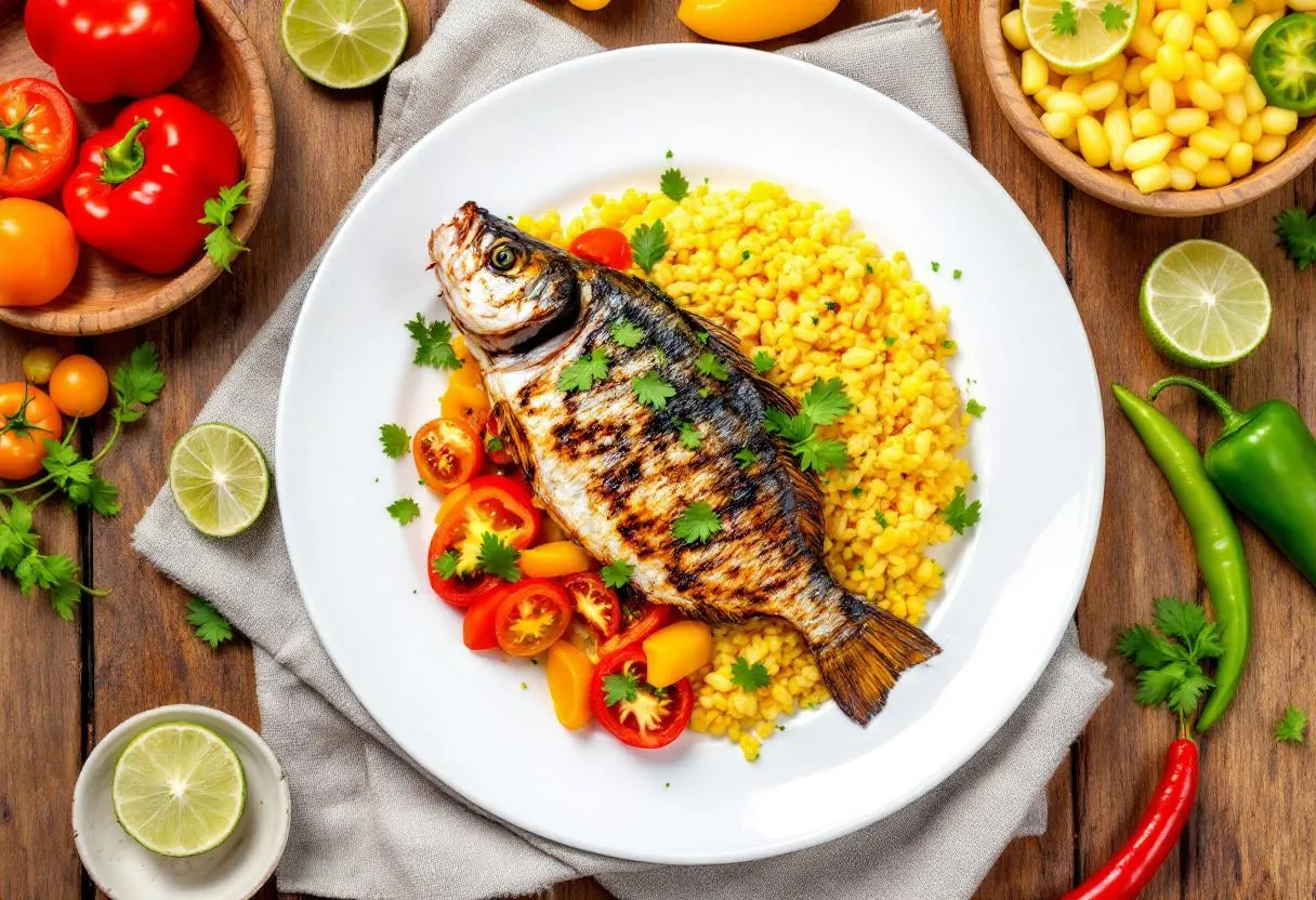 Attiéké avec Poisson Braisé recipe image