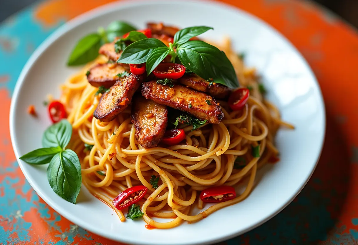Bangkok Fire Basil Noodles recipe image