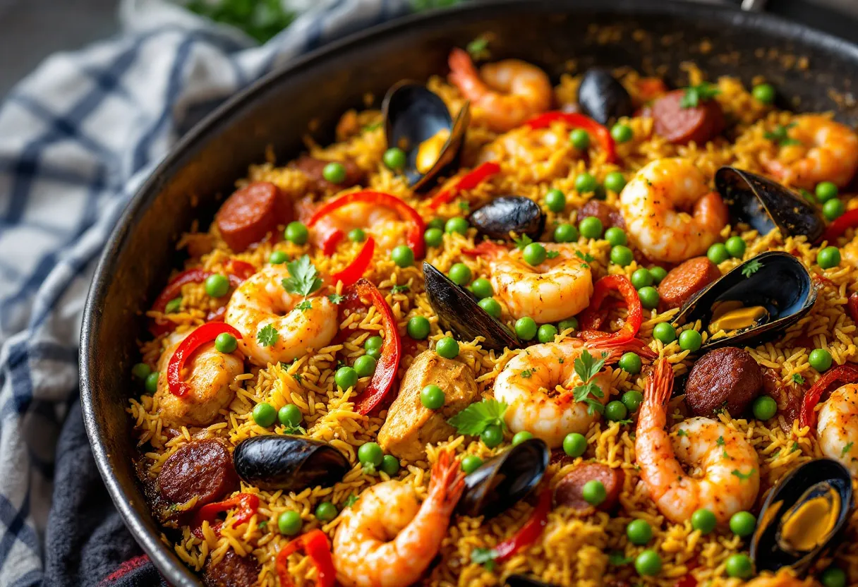 Charcoal Saffron Chicken Paella