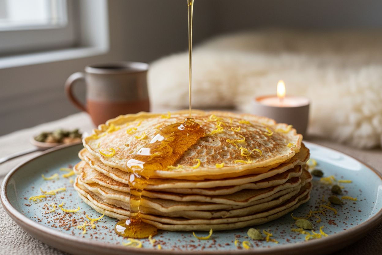 Faroese Pancakes with Heather Honey recipe image