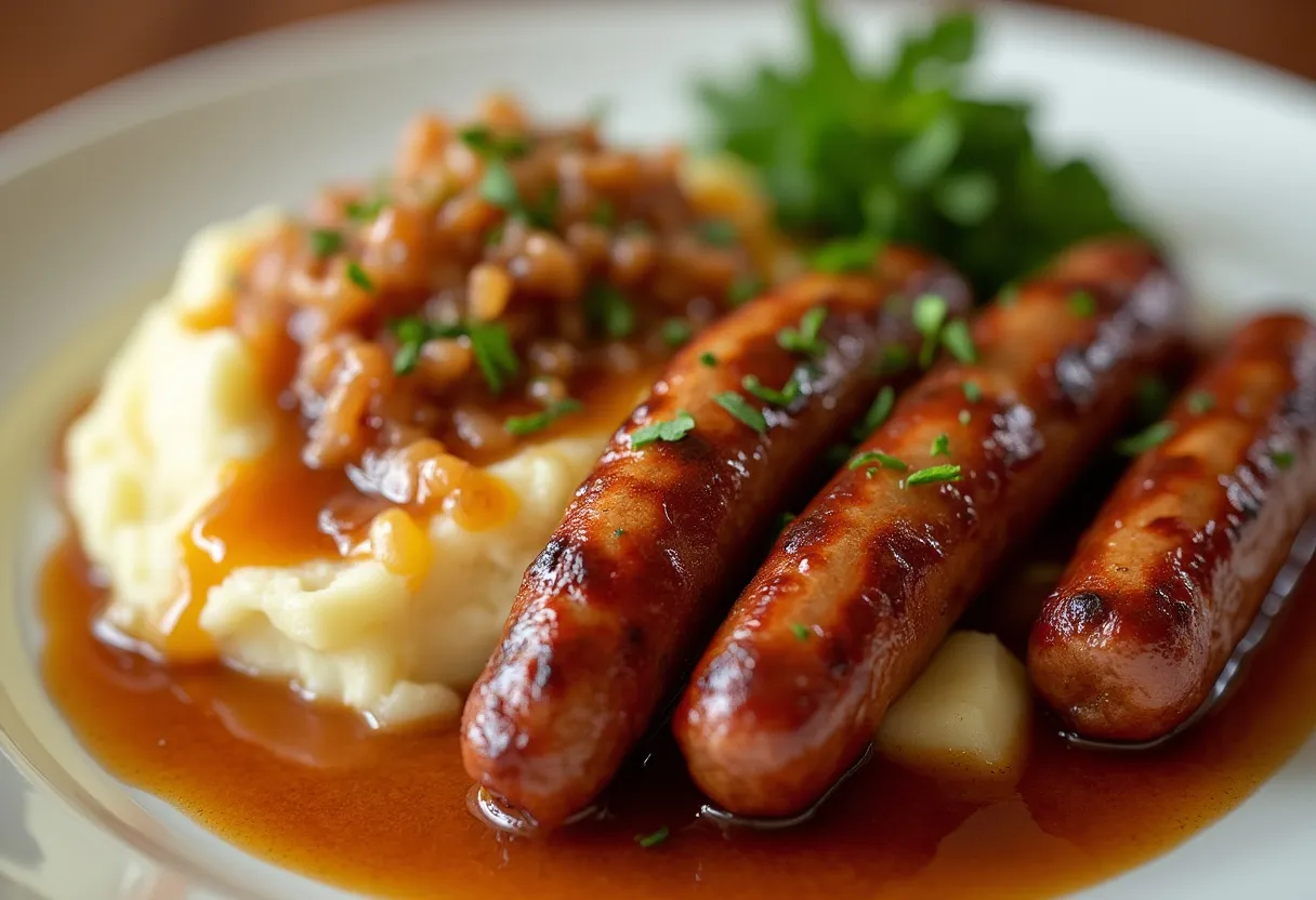 Kangaroo Bangers and Mash recipe image