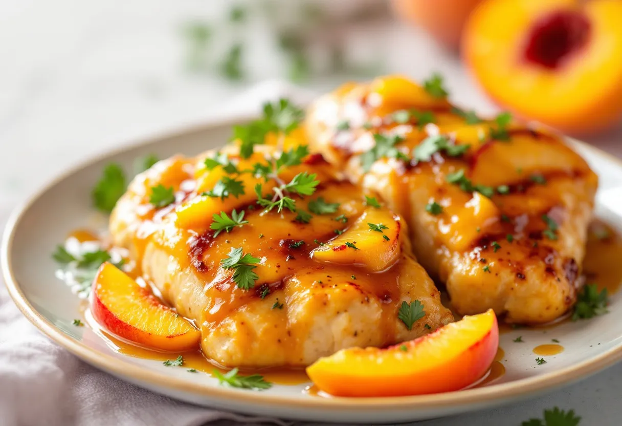 Peach Bourbon Glaze Chicken