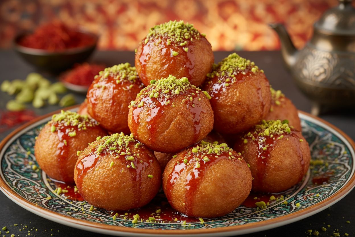 Qatari Luqaimat bil Fustuq recipe image