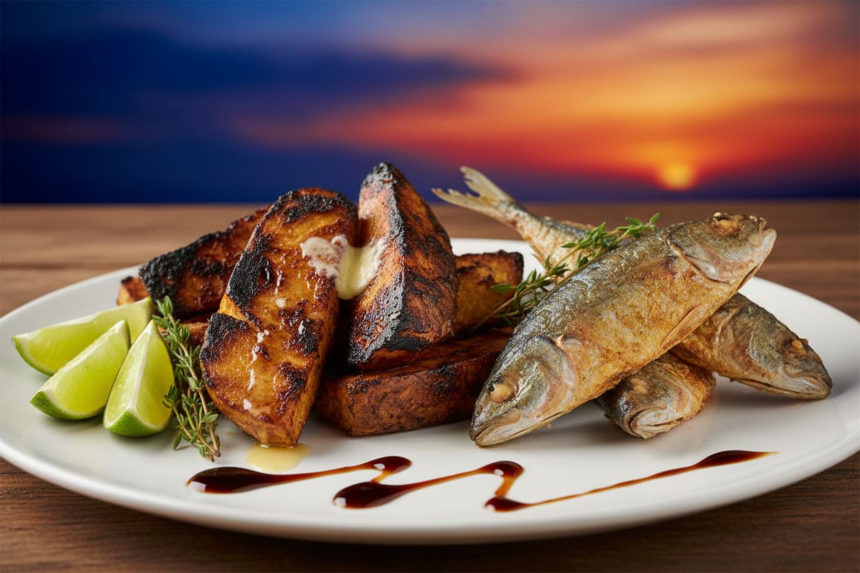 Roast Breadfruit and Fried Jackfish recipe image