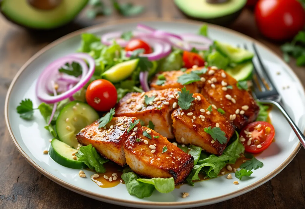 Tamarind-Glazed Fish Salad recipe image